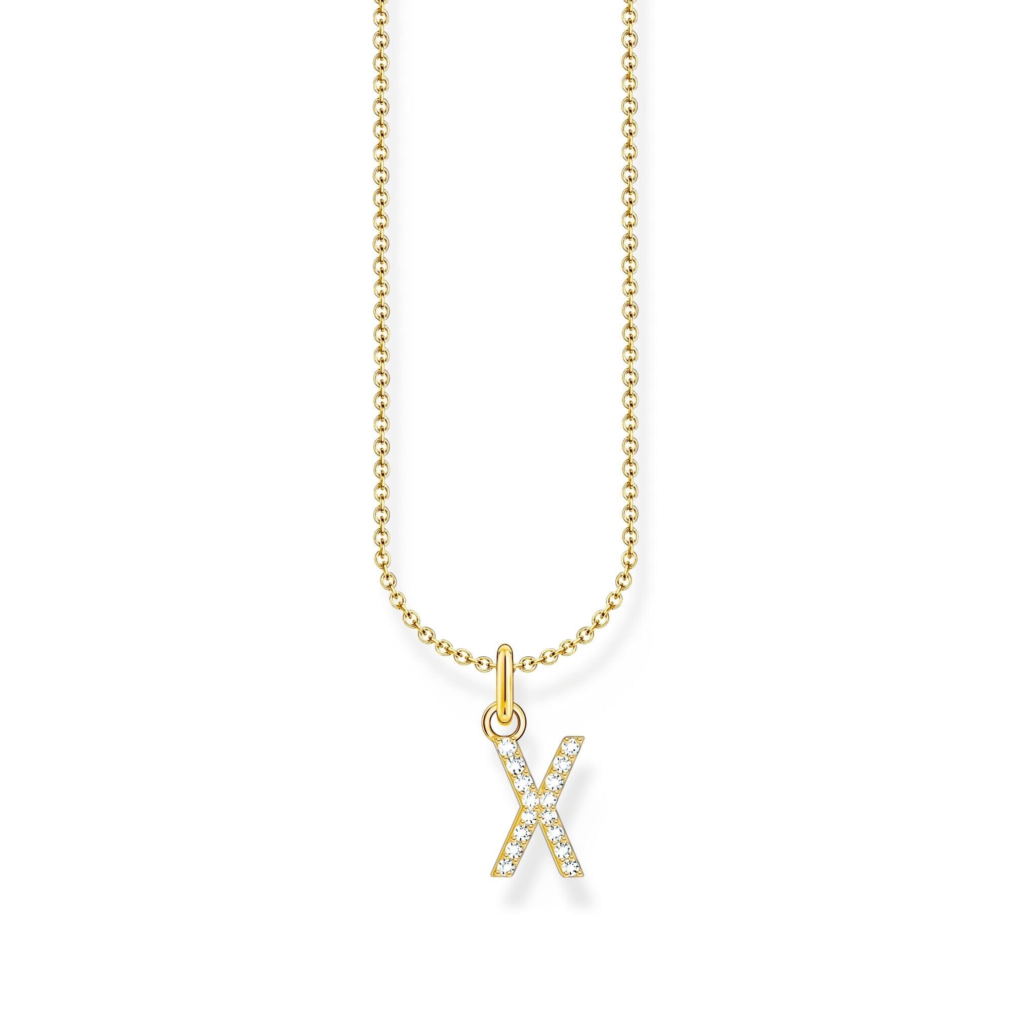THOMAS SABO Necklace with letter pendant X and white zirconia - gold Necklaces Thomas Sabo 