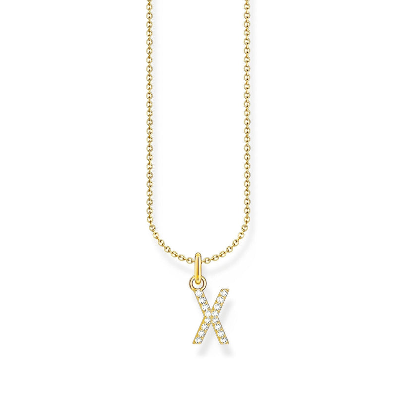 THOMAS SABO Necklace with letter pendant X and white zirconia - gold Necklaces Thomas Sabo 