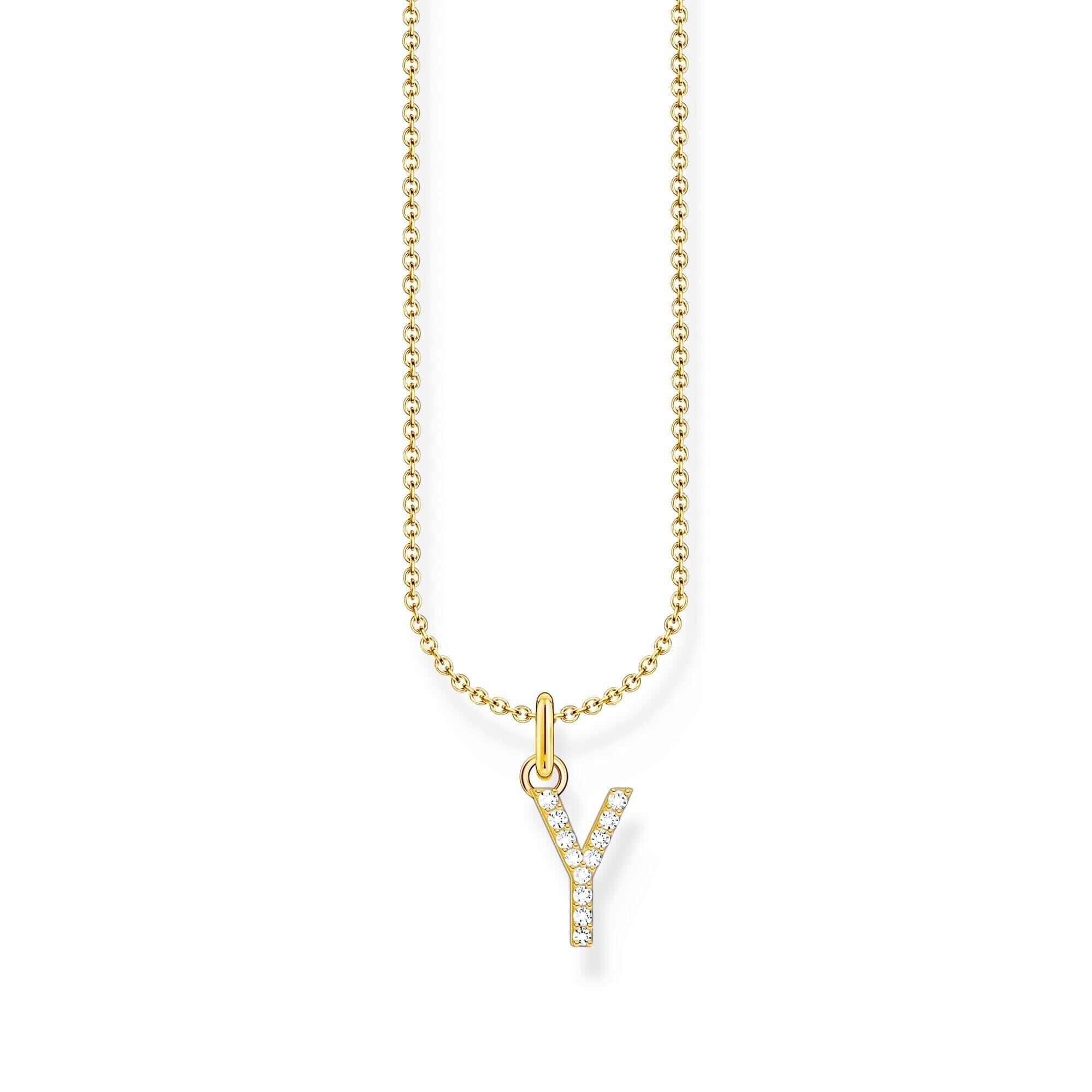 THOMAS SABO Necklace with letter pendant Y and white zirconia - gold Necklaces Thomas Sabo 