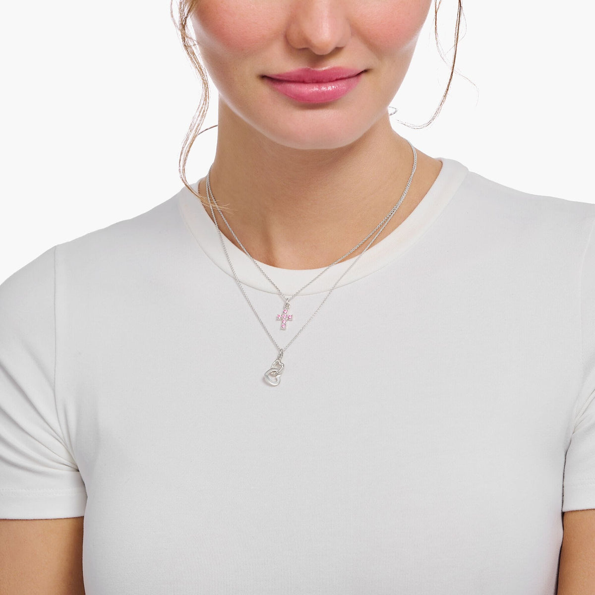 THOMAS SABO Necklace with intertwined hearts pendant and zirconia - silver Necklaces Thomas Sabo 