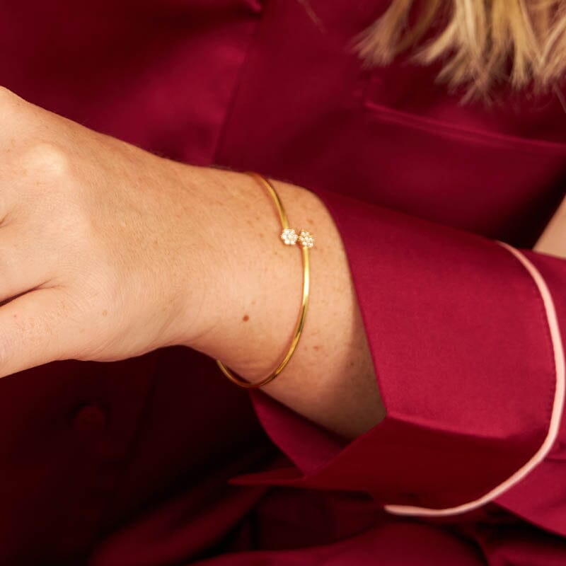 60mm Cubic Zirconia Crossover Bangle in 9kt Bonded Gold Bangles Bevilles 