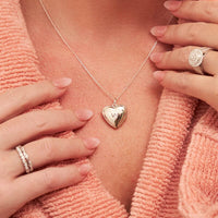 45cm Cubic Zirconia Heart Locket Pendant in Sterling Silver Pendants Bevilles 