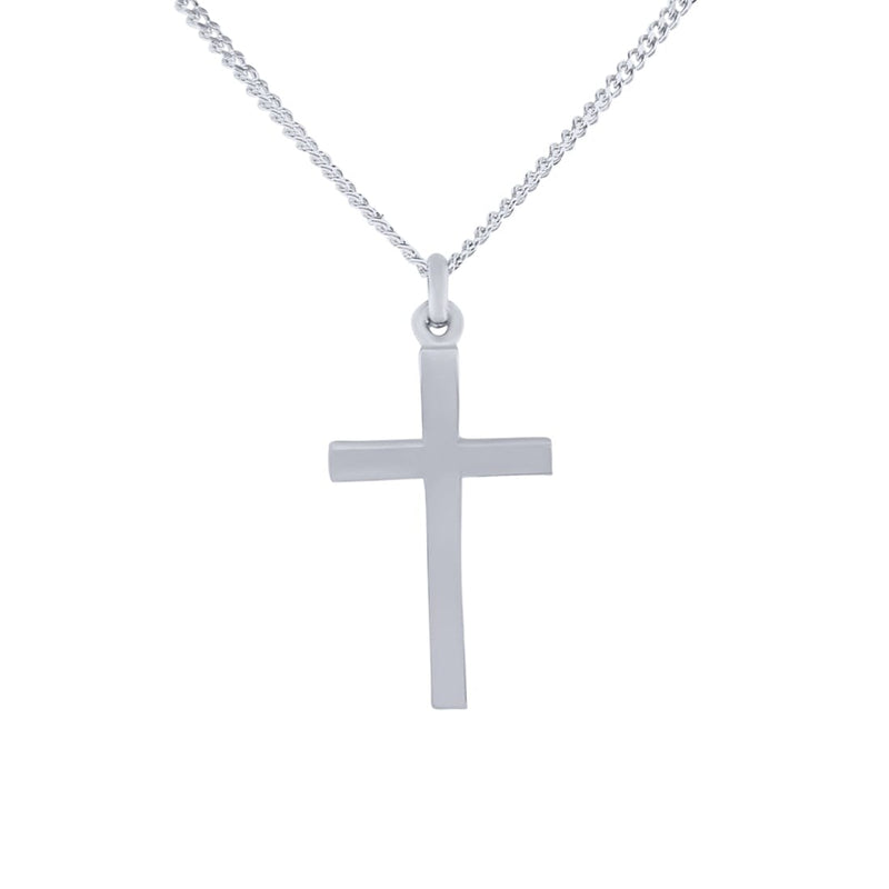 50cm Flat Cross Necklace in Sterling Silver Necklaces Bevilles 