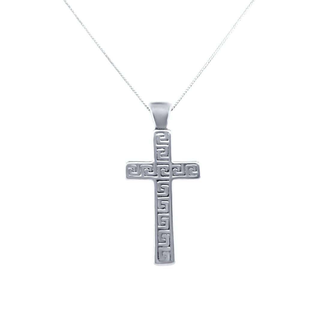 50cm Patterned Cross Necklace in Sterling Silver Necklaces Bevilles 