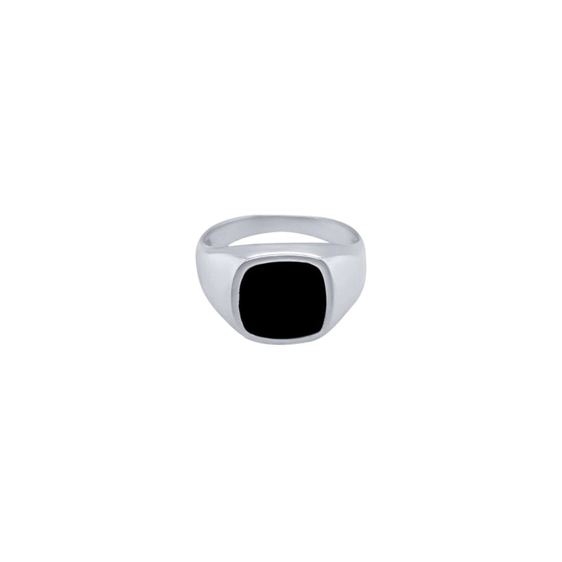 Men's Signet Ring with Black Center in Sterling Silver Rings Bevilles 