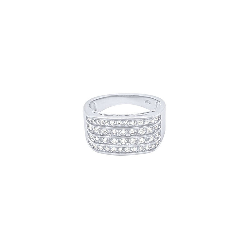 Multi Row Signet Ring with Cubic Zirconia in Sterling Silver Rings Bevilles 