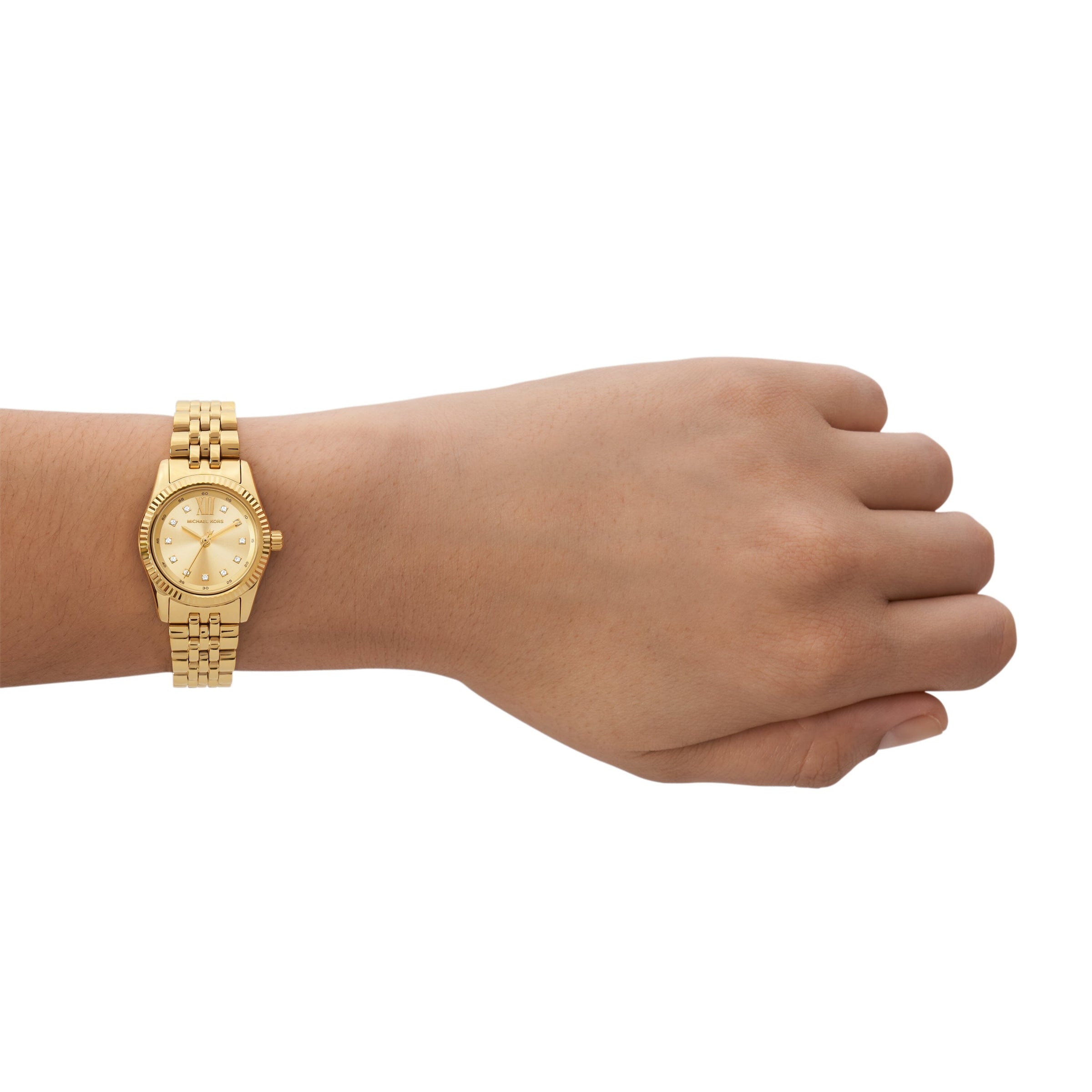 Michael Kors Lexington Three Hand Gold Tone Stainless Steel Watch