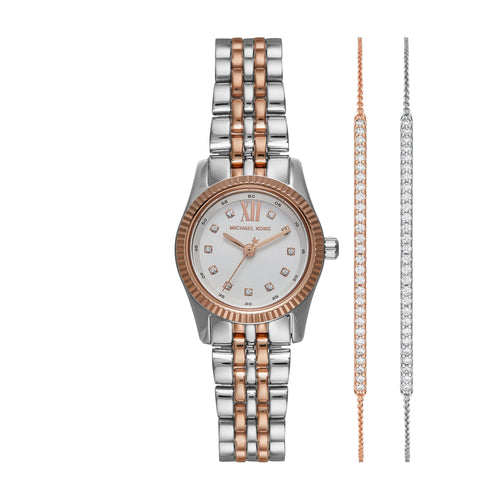Michael Kors Lexington Three-Hand Two-Tone Stainless Steel Watch and Bracelets Gift Set MK4817SET Watches Michael Kors 
