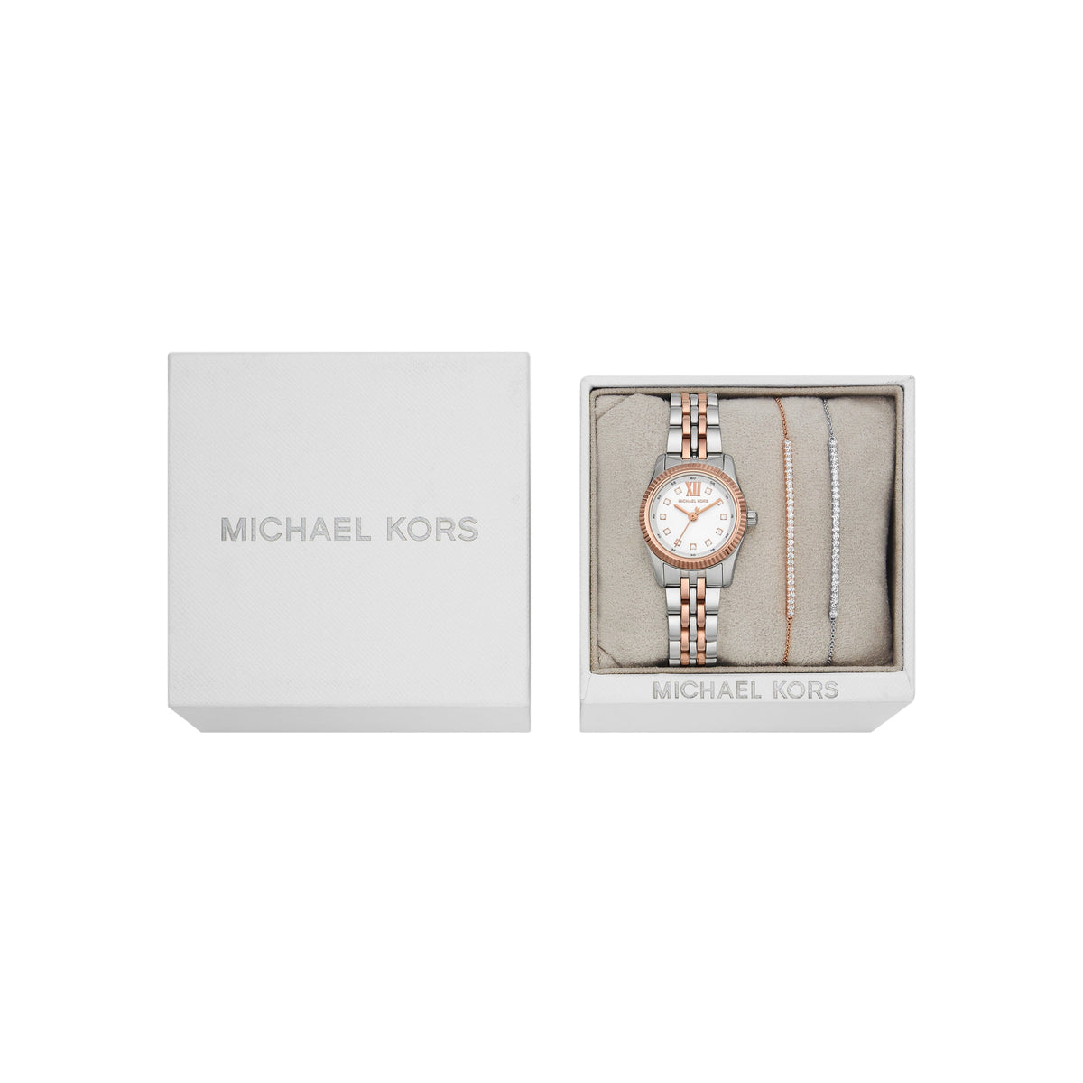 Michael Kors Lexington Three-Hand Two-Tone Stainless Steel Watch and Bracelets Gift Set MK4817SET Watches Michael Kors 