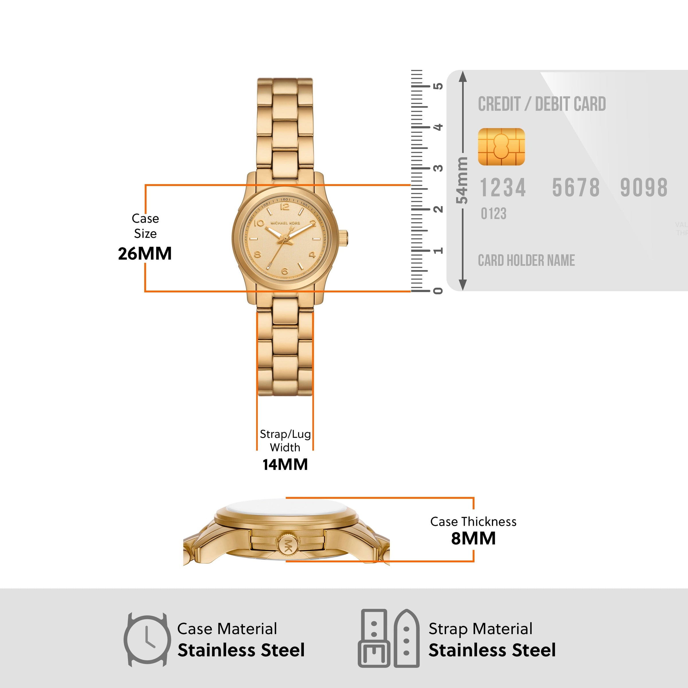 Michael Kors Runway Three-Hand Gold-Tone Stainless Steel Watch MK7457 Watches Michael Kors 