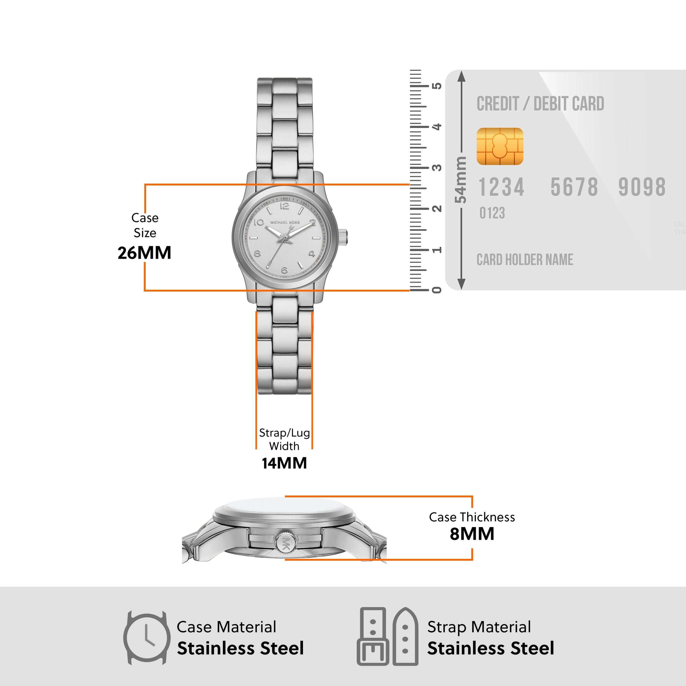 Michael Kors Runway Three-Hand Stainless Steel Watch MK7459 Watches Michael Kors 