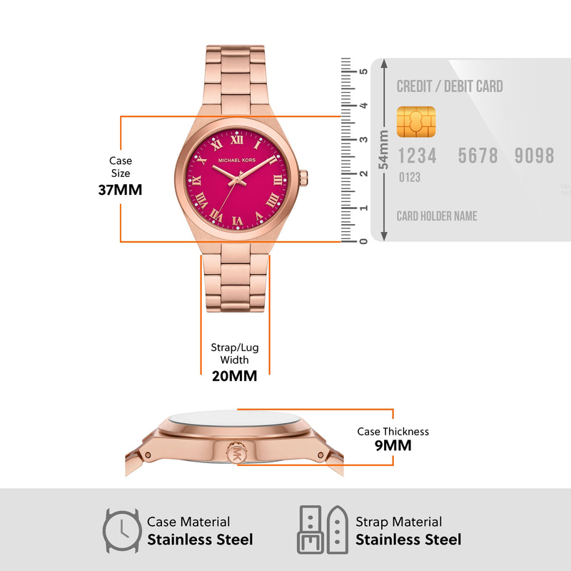 Michael Kors Lennox Three-Hand Rose Gold-Tone Stainless Steel Watch MK7462 Watches Michael Kors 