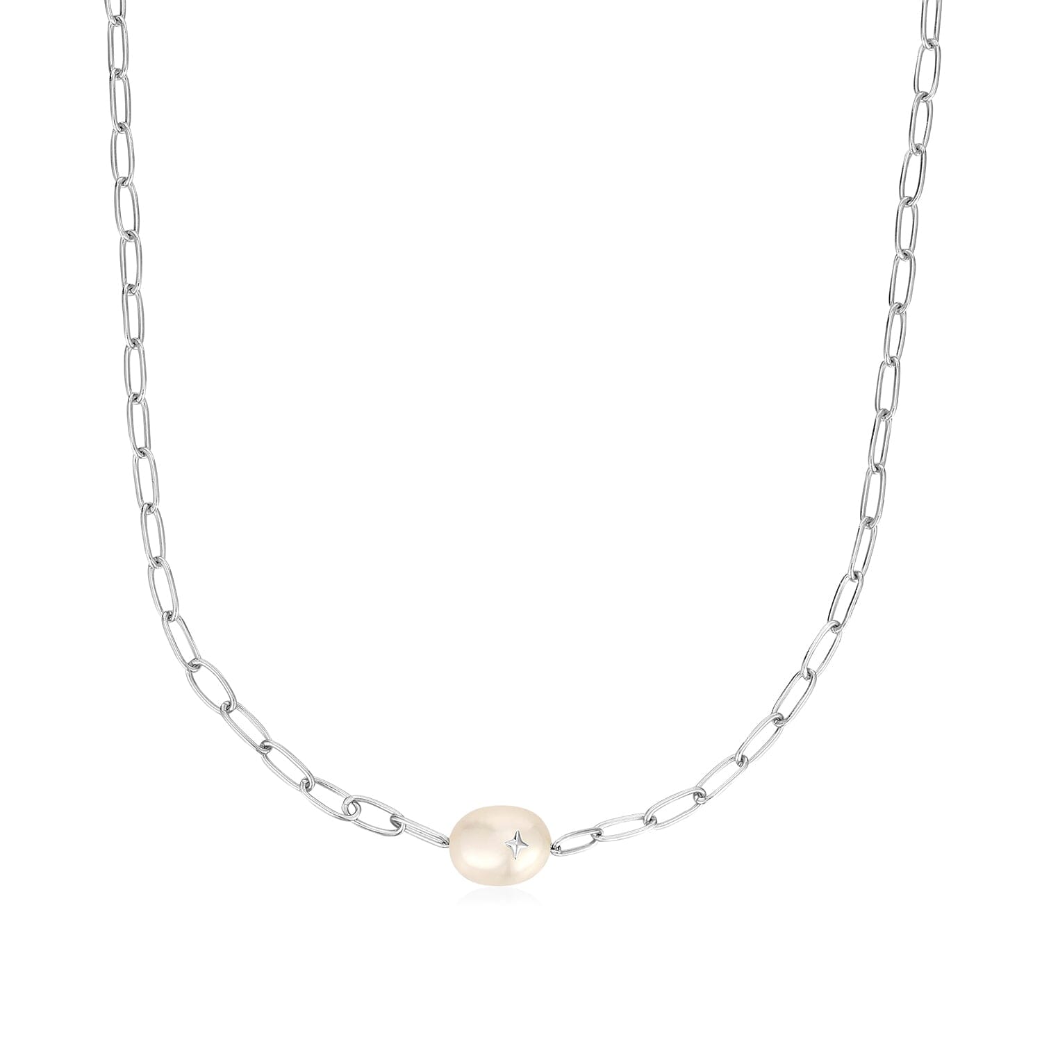 Ania Haie Silver Pearl Sparkle Chunky Chain Necklace Necklaces Ania Haie 