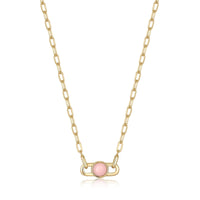 Ania Haie Gold Orb Rose Quartz Link Necklace Necklaces Ania Haie 