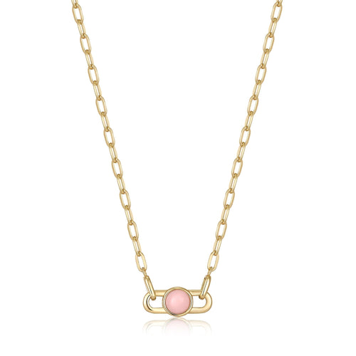 Ania Haie Gold Orb Rose Quartz Link Necklace Necklaces Ania Haie 