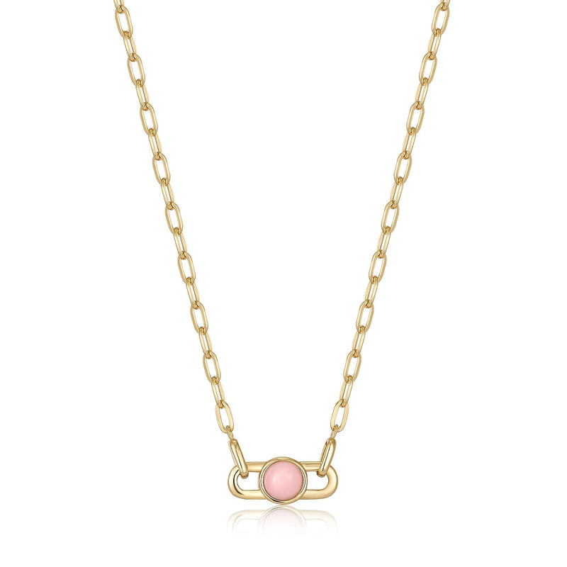 Ania Haie Gold Orb Rose Quartz Link Necklace Necklaces Ania Haie 
