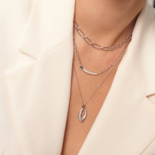 Ania Haie Silver Pave Bar Chain Necklace Necklaces Ania Haie 