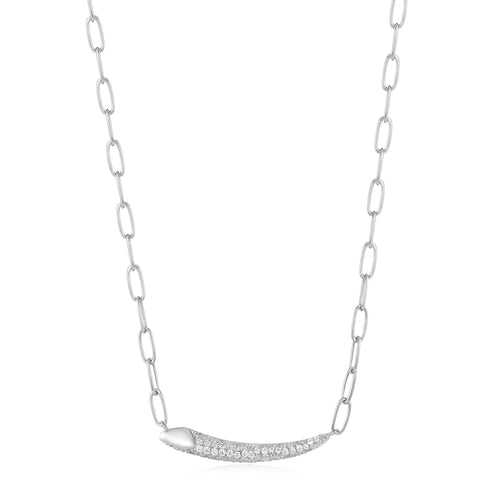 Ania Haie Silver Pave Bar Chain Necklace Necklaces Ania Haie 