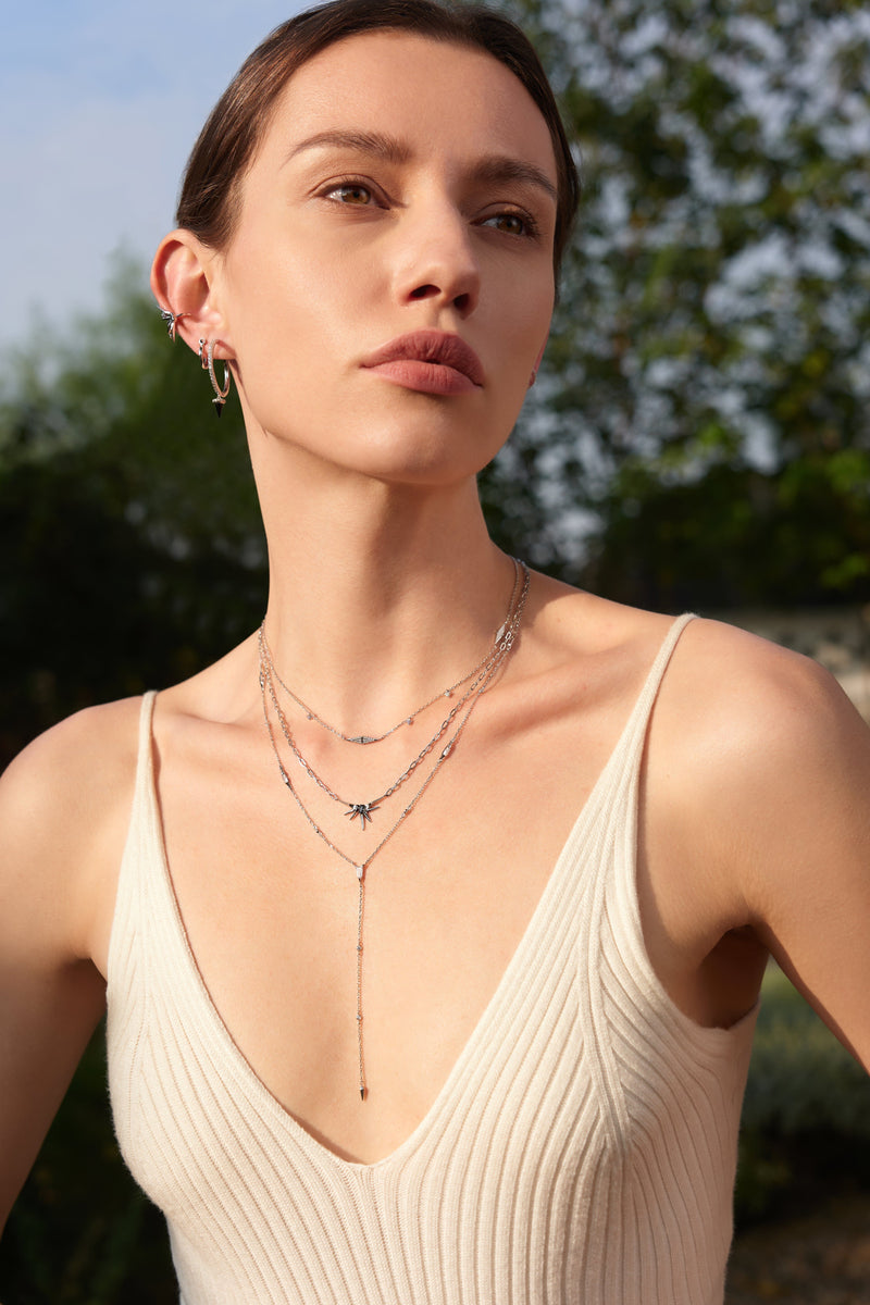 Ania Haie Silver Geometric Sparkle Chain Necklaces Necklaces Ania Haie 
