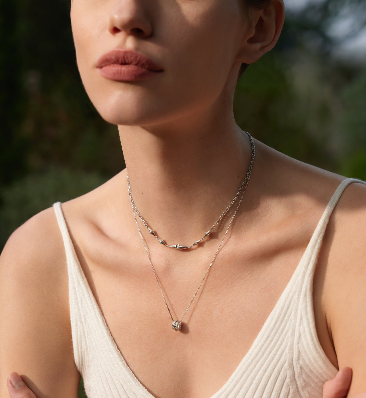 Ania Haie Silver Geometric Sparkle Pendant Necklaces Necklaces Ania Haie 