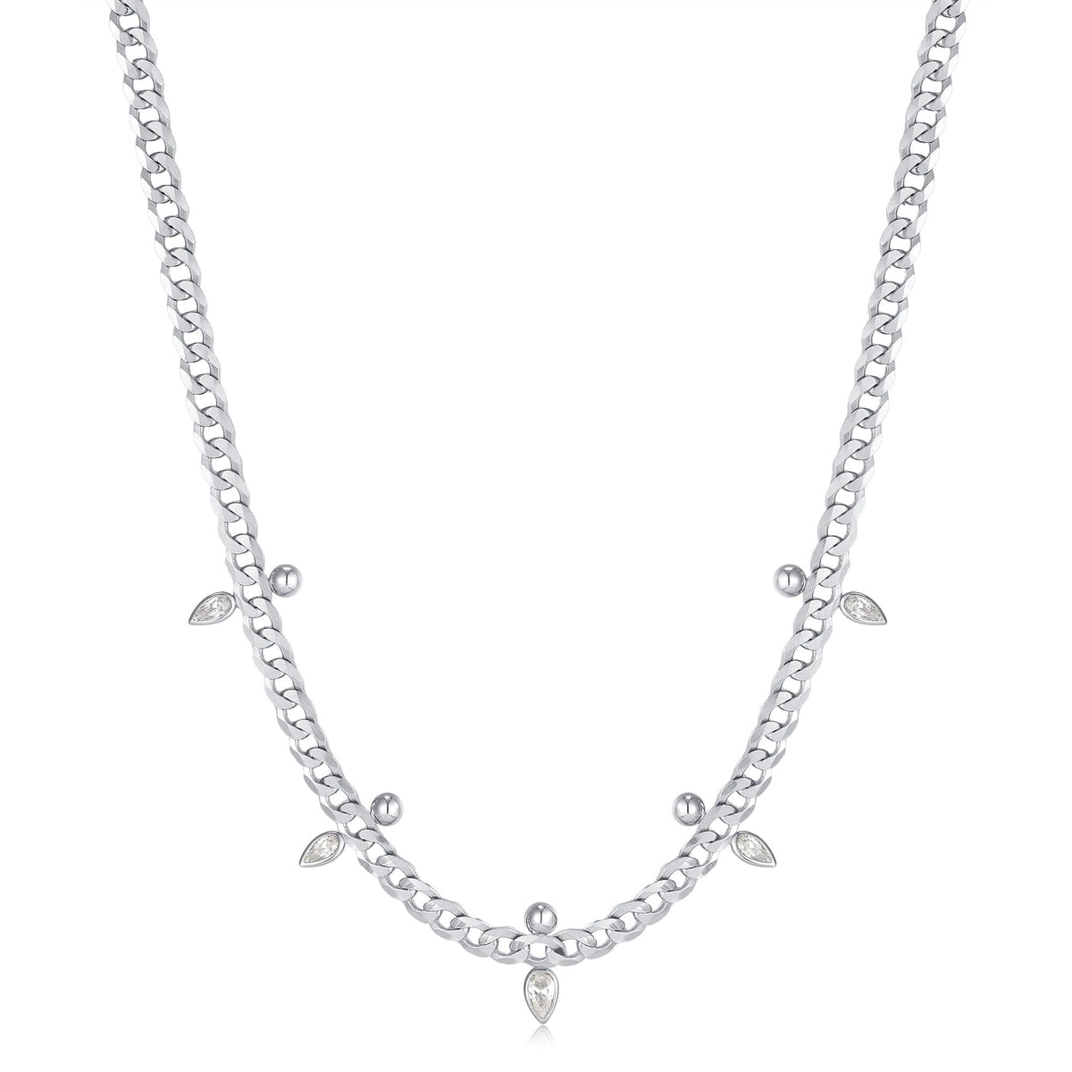 Ania Haie Silver Curb Chain Sparkle Point Necklaces Necklaces Ania Haie 
