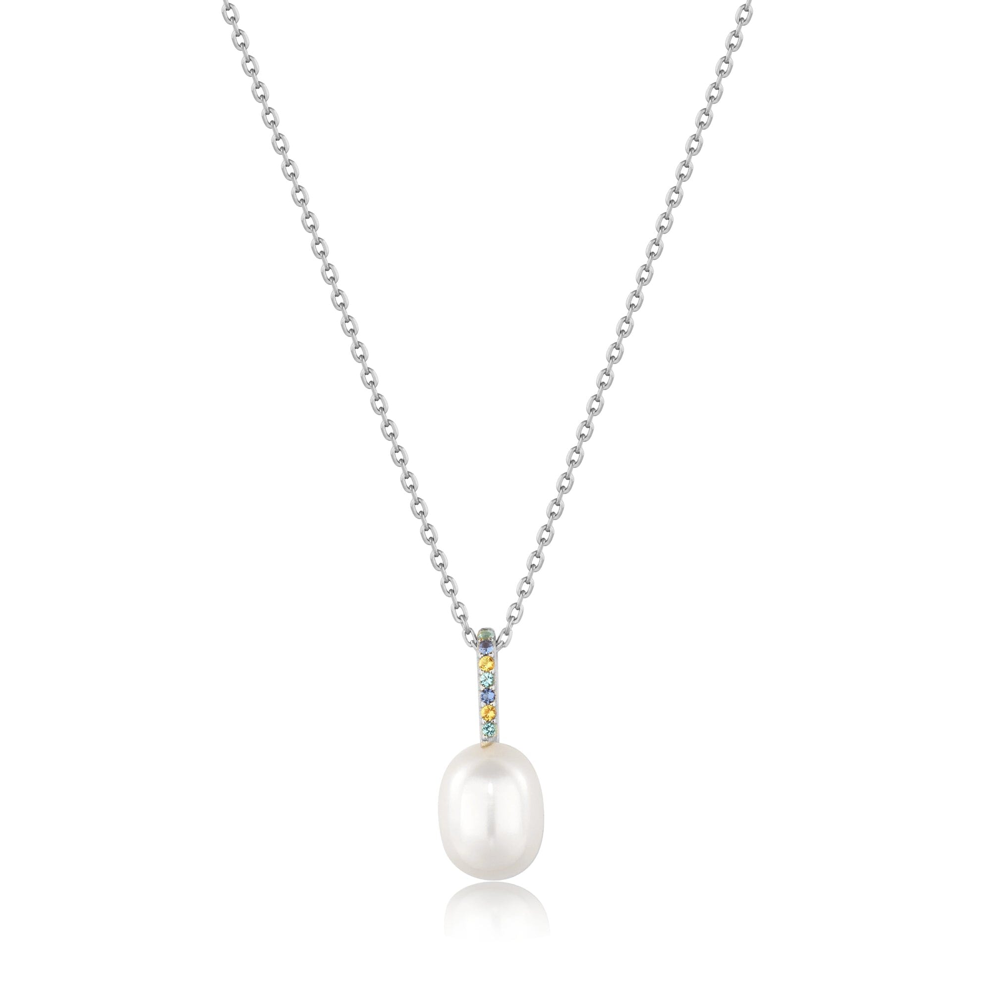 Ania Haie Silver Gem Pearl Drop Pendant Necklaces Necklaces Ania Haie 