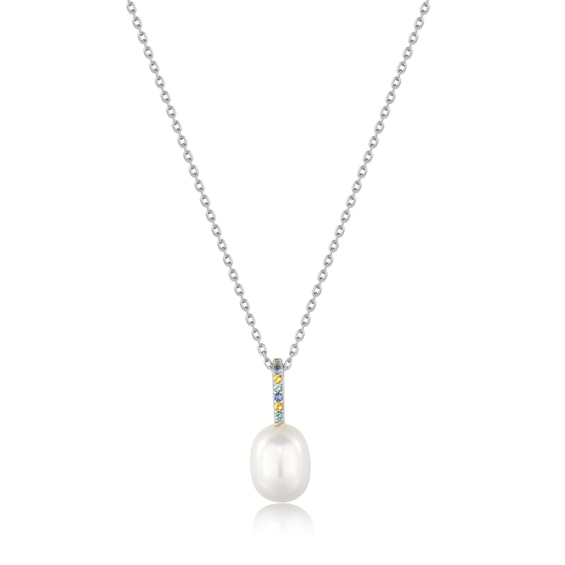 Ania Haie Silver Gem Pearl Drop Pendant Necklaces Necklaces Ania Haie 