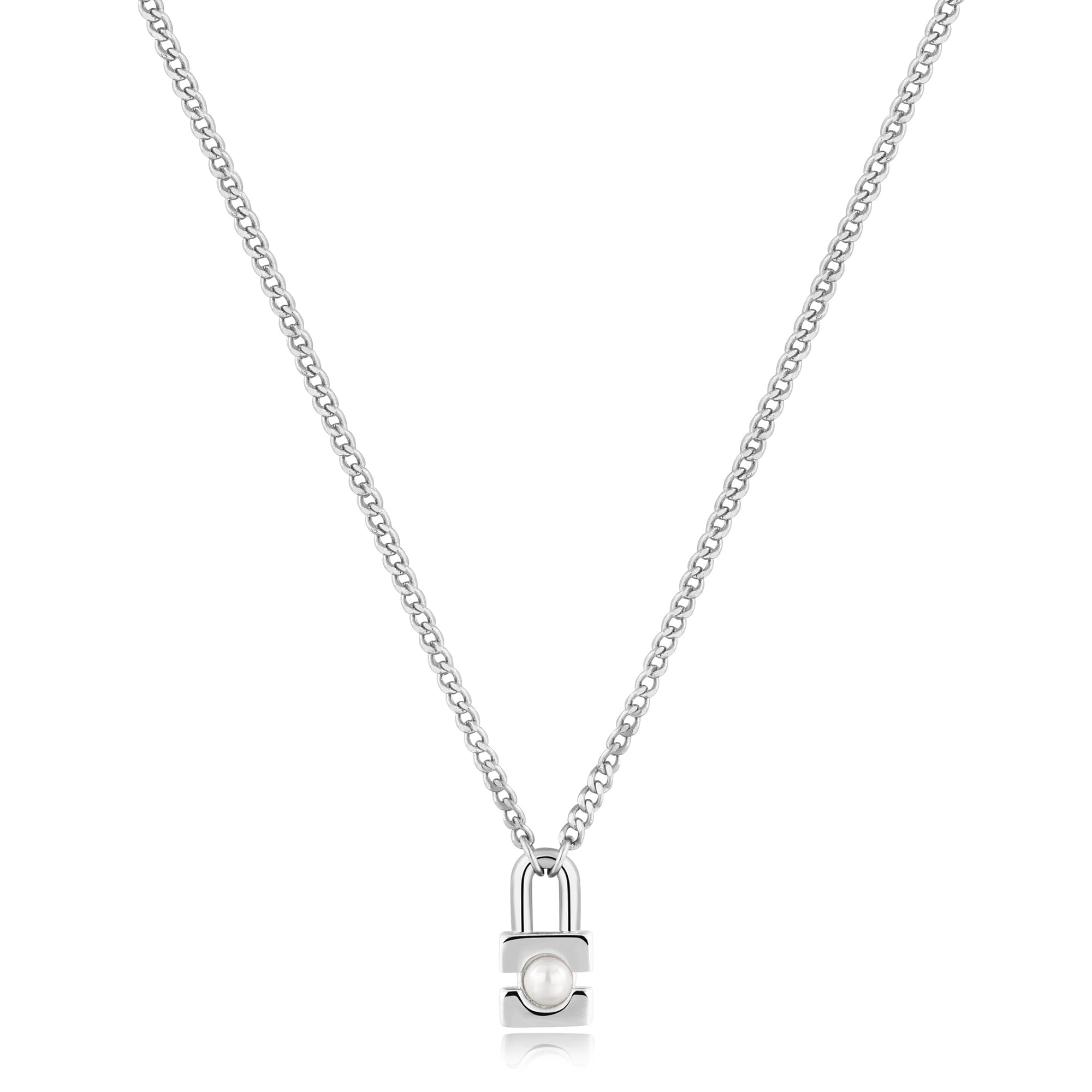 Ania Haie Silver Pearl Padlock Necklaces Necklaces Ania Haie 