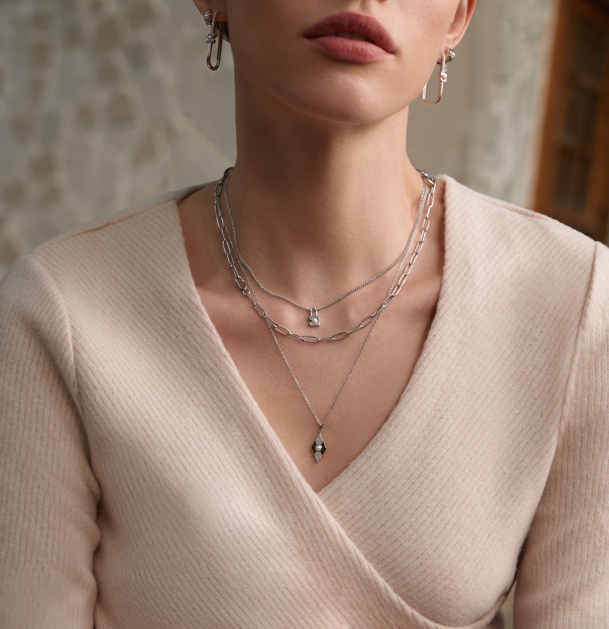 Ania Haie Silver Pearl Geometric Pendant Necklaces Necklaces Ania Haie 