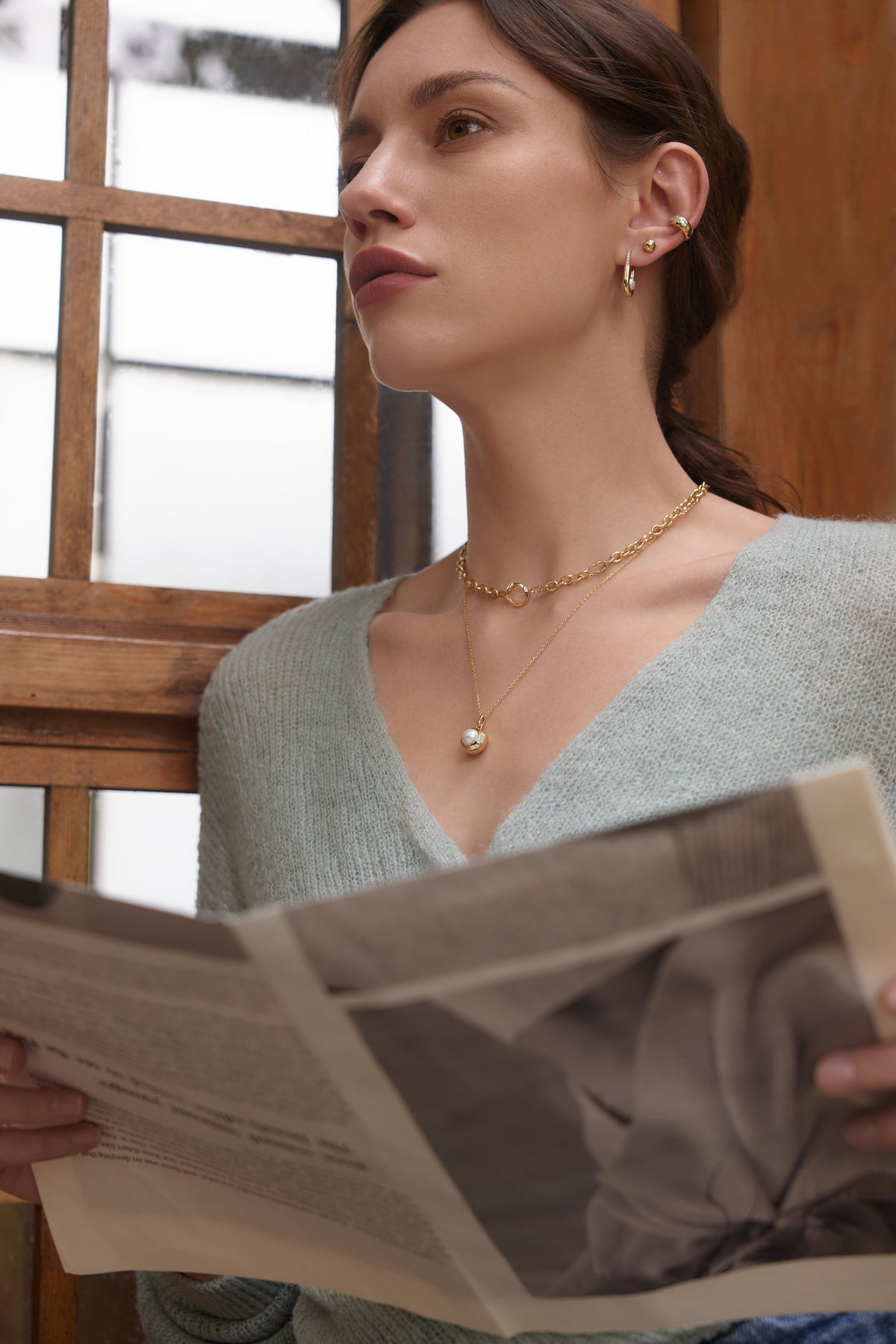 Ania Haie Gold Pearl Sphere Pendant Necklaces Necklaces Ania Haie 