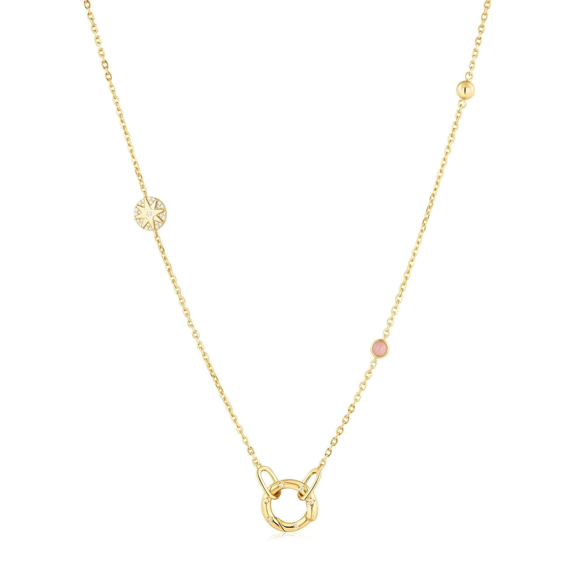 Ania Haie Gold Star Rose Quartz Charm Connector Necklace Necklaces Ania Haie 