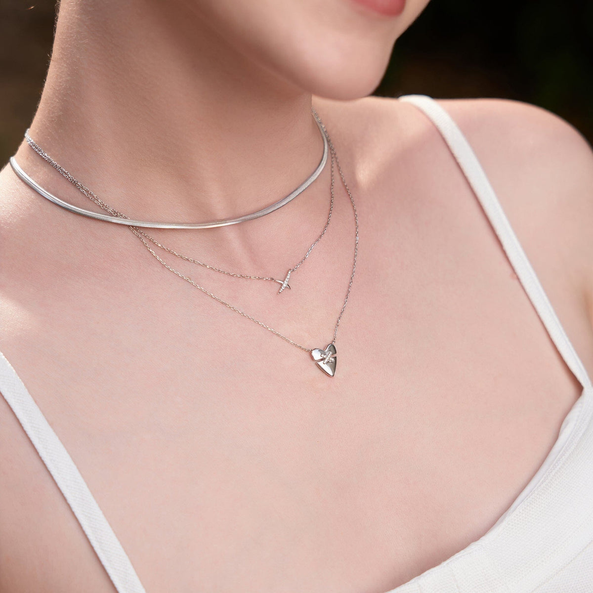 Ania Haie Silver Heart Kiss Pave Necklace Necklaces Ania Haie 