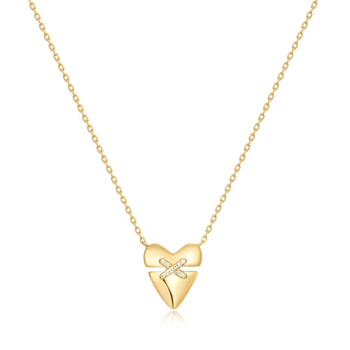 Ania Haie Gold Heart Kiss Pave Necklace Necklaces Ania Haie 