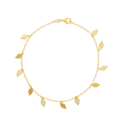 Athena 19cm Filigree Mix Leaf Bracelet in 9ct Yellow Gold Bracelets Bevilles 