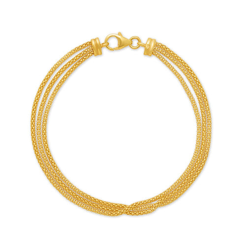 Popcorn Multirow Chain Bracelet 19cm in 9ct Yellow Gold Bracelets Bevilles 