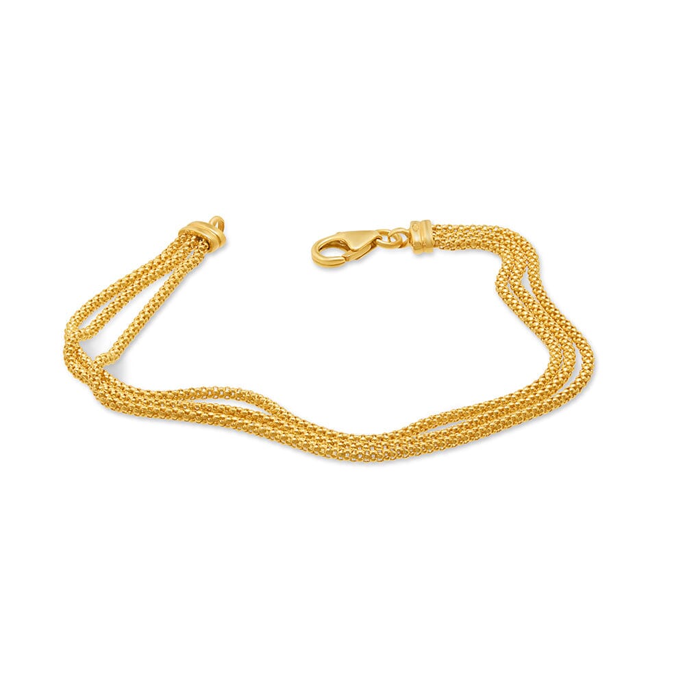 Popcorn Multirow Chain Bracelet 19cm in 9ct Yellow Gold Bracelets Bevilles 