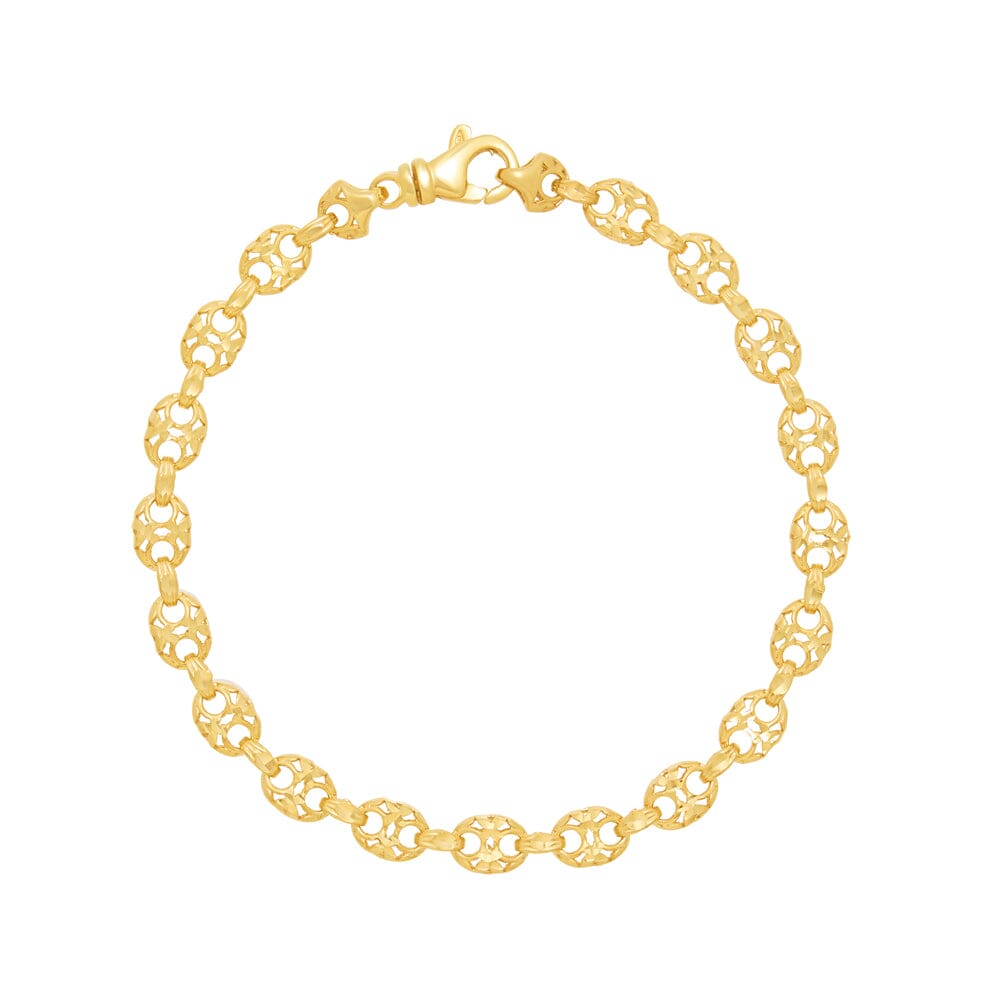 Athena 19cm Filigree Anchor Chain Bracelet in 9ct Yellow Gold Bracelets Bevilles 