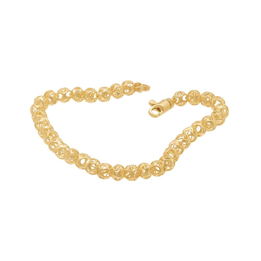 Athena 19cm Beaded Chain Bracelet in 9ct Yellow Gold Bracelets Bevilles 