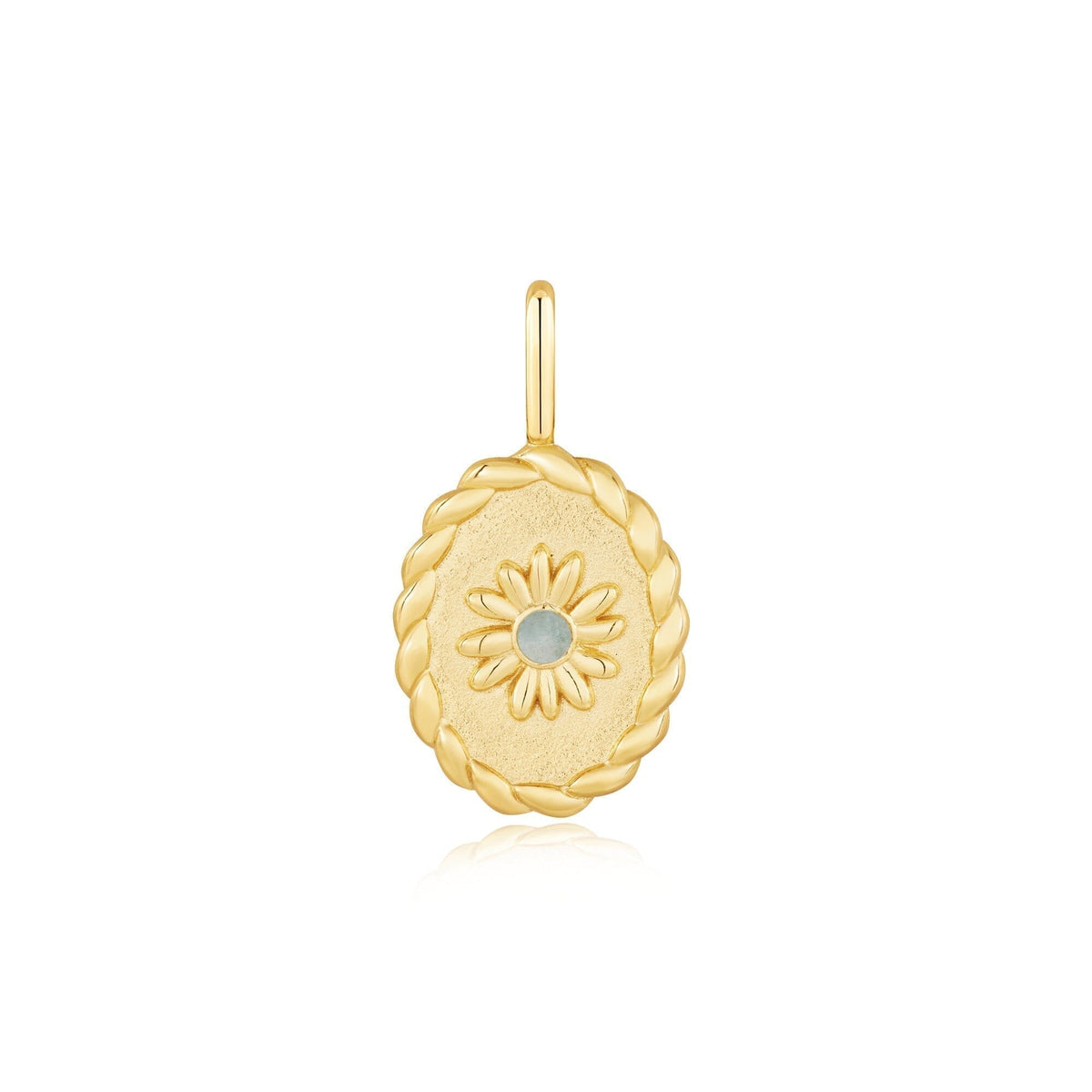 Ania Haie Gold Oval Amazonite Flower Charm Pendant Charms Ania Haie 