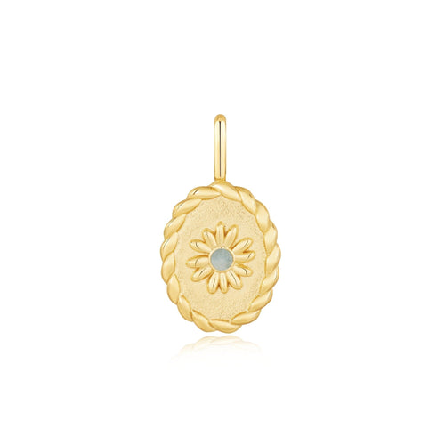 Ania Haie Gold Oval Amazonite Flower Charm Pendant Charms Ania Haie 