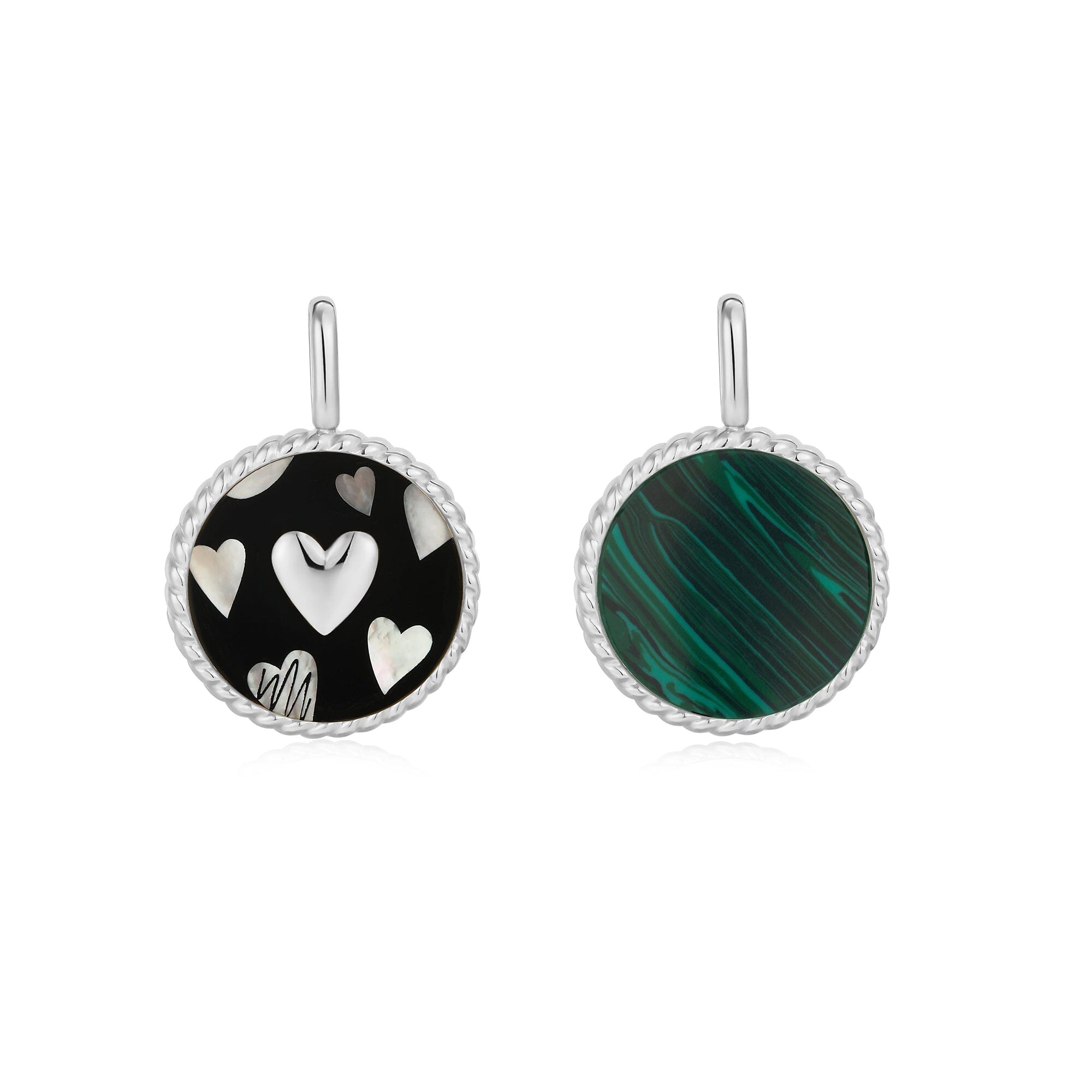 Ania Haie Silver Heart Enamel and Malachite Charm Pendant Charms Ania Haie 