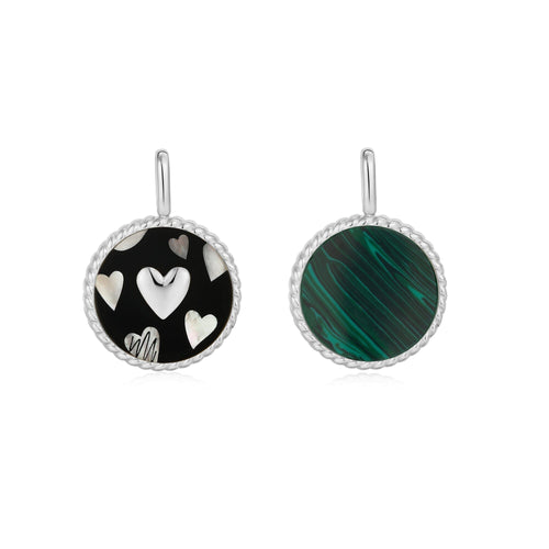 Ania Haie Silver Heart Enamel and Malachite Charm Pendant Charms Ania Haie 