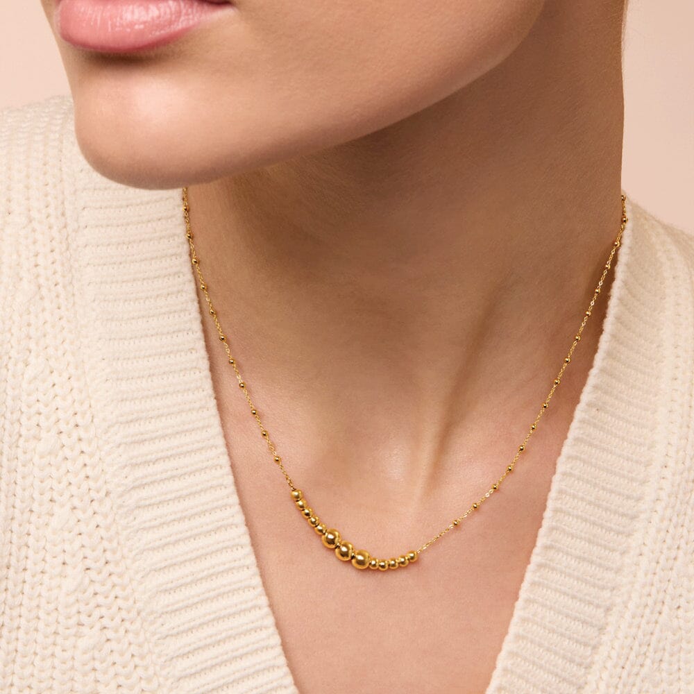 9ct Yellow Gold Gradiated Bead Chain Necklace 42cm Bevilles Jewellers 