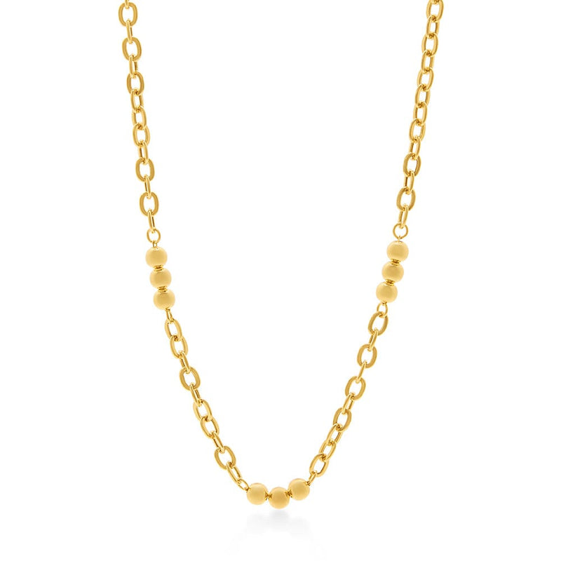 Serene Bead Chain Necklace 45cm in 9ct Yellow Gold Necklaces Bevilles 