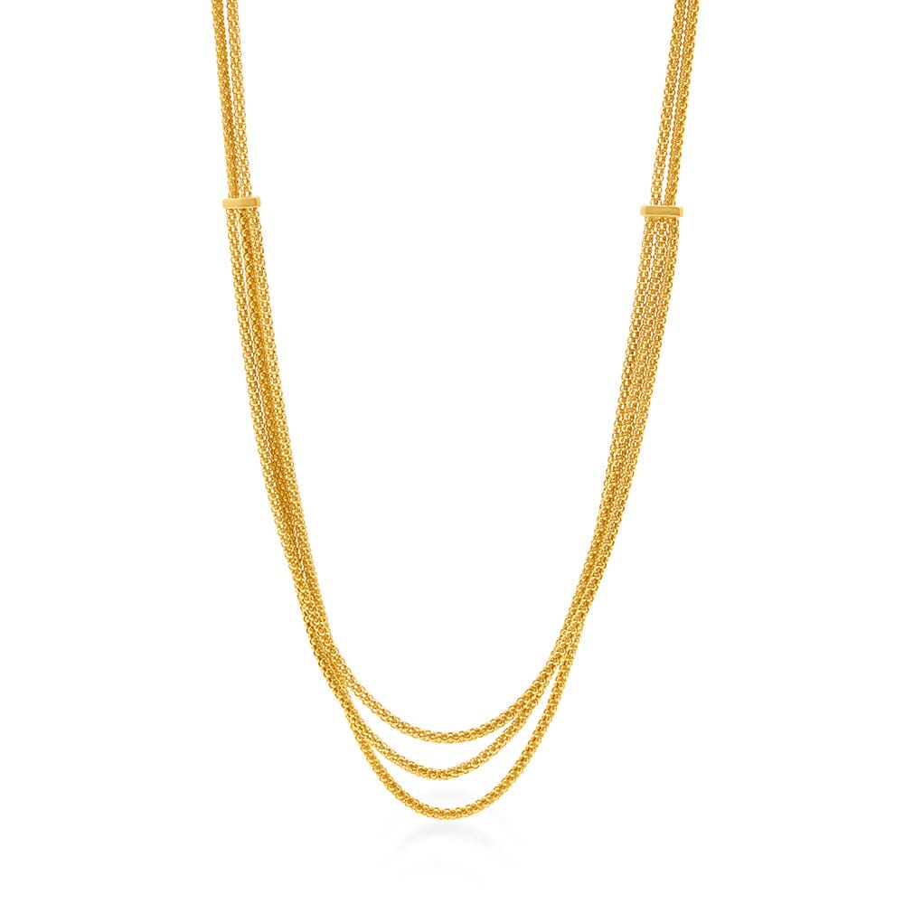 Popcorn Multirow Chain Necklace 45cm in 9ct Yellow Gold Necklaces Bevilles 