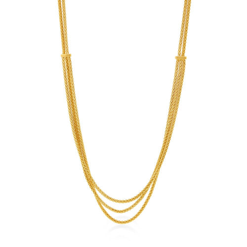 Popcorn Multirow Chain Necklace 45cm in 9ct Yellow Gold Necklaces Bevilles 