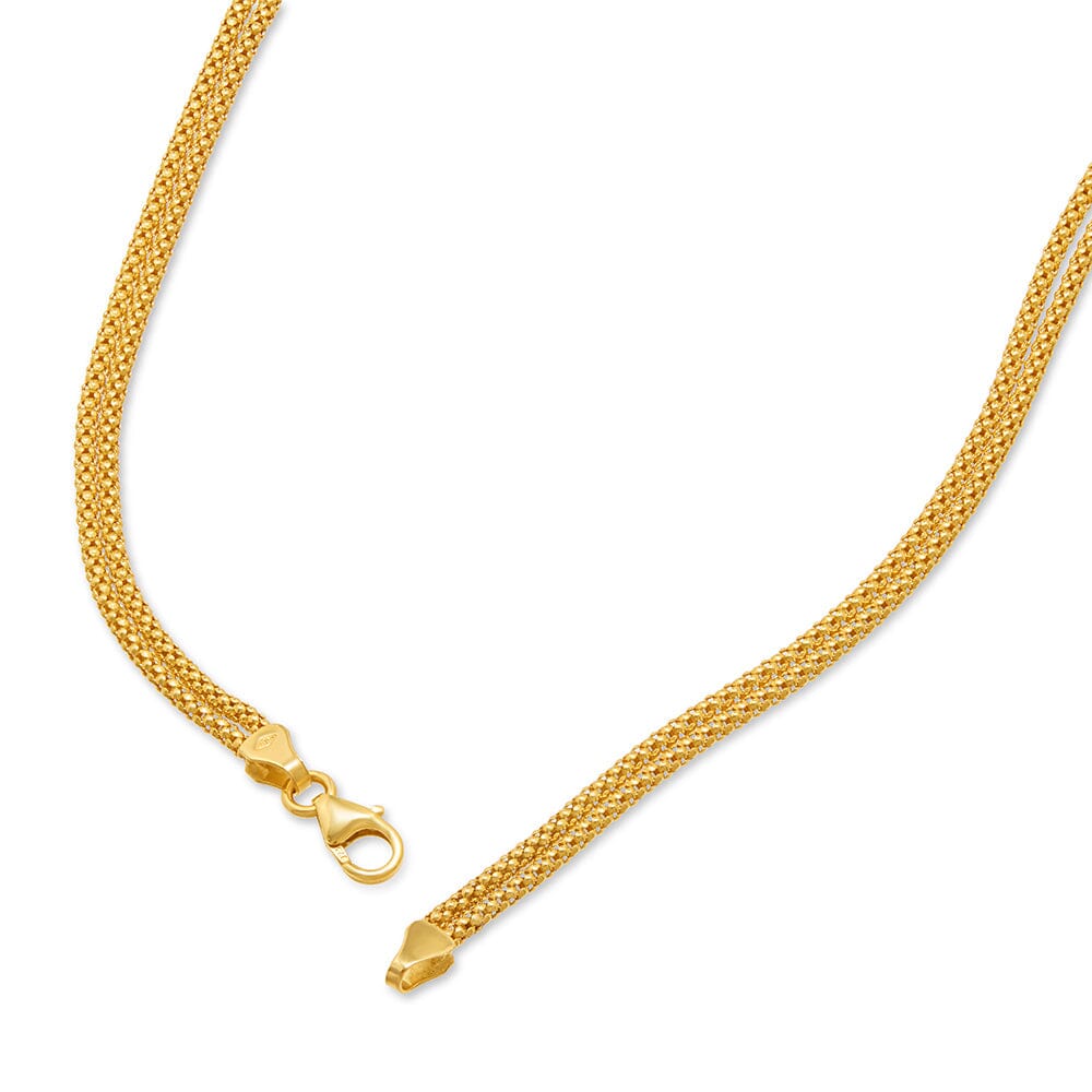 Popcorn Multirow Chain Necklace 45cm in 9ct Yellow Gold Necklaces Bevilles 
