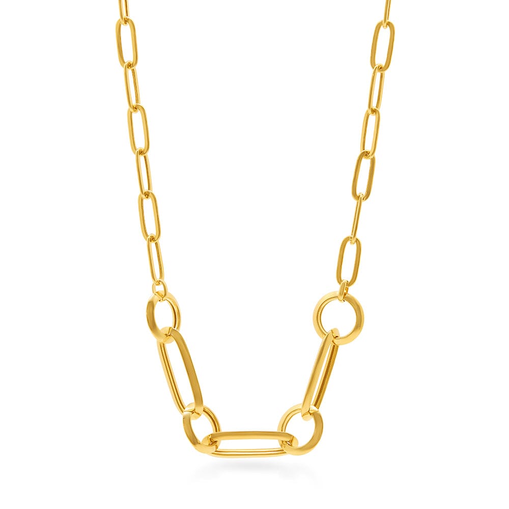 Paperclip Chain Necklace in 9ct Yellow Gold Necklaces Bevilles 