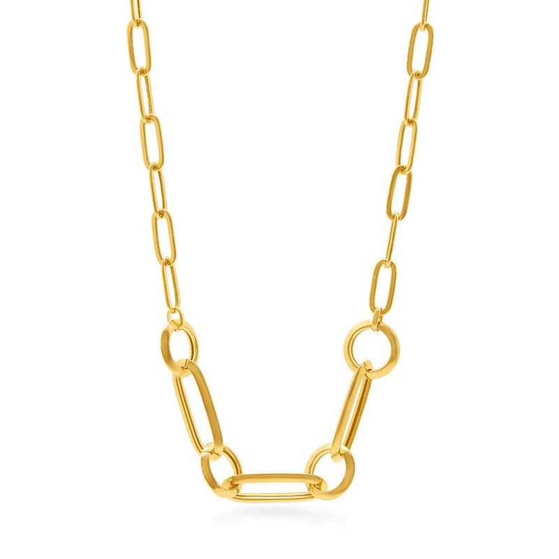 Paperclip Chain Necklace in 9ct Yellow Gold Necklaces Bevilles 