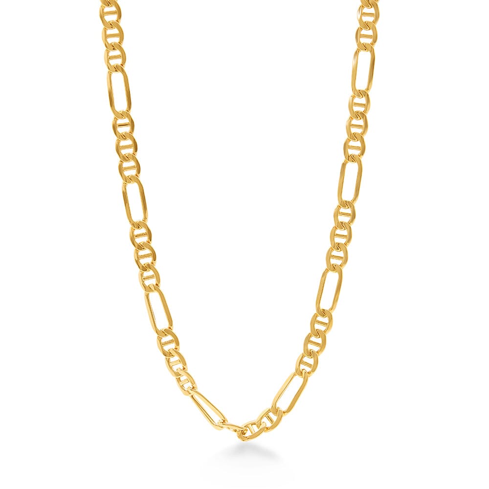 Mariner Figaro Chain Necklace 45cm in 9ct Yellow Gold Necklaces Bevilles 